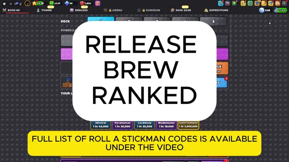 Roll A Stickman code overlay showing a Card Tomes reward count
