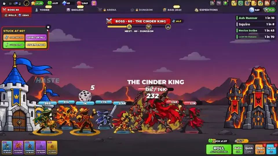 Roll A Stickman overlay with a second Card Tomes count on another code row